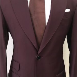 Burgundy super 150 cerruti wool suit